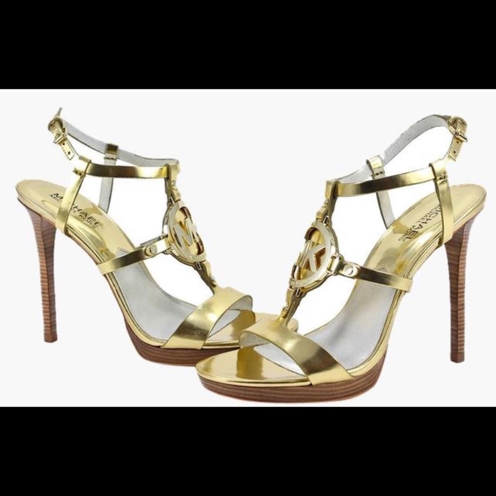 $189 Michael Kors Melodie Gold Sandal heels